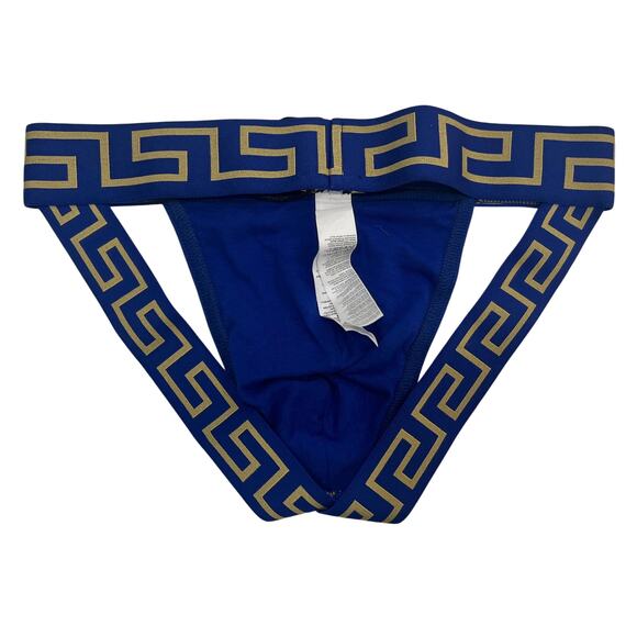 M2-4 VERSACE Men's Greca Jockstrap Underwear Stretch Blue/Gold Size 6/34-46/M - Picture 3 of 12